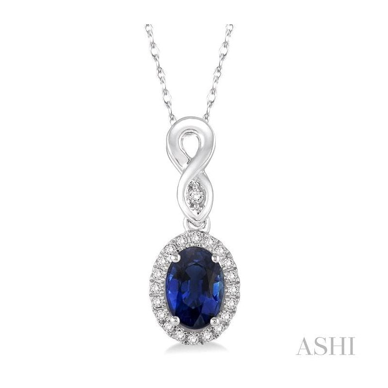 ASHI Oval Shape Gemstone & Halo Diamond Pendant 57098PPTSPDSPWG