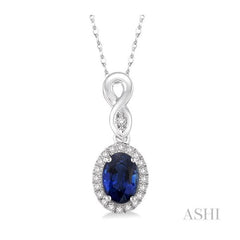 ASHI Oval Shape Gemstone & Halo Diamond Pendant 57098PPTSPDSPWG