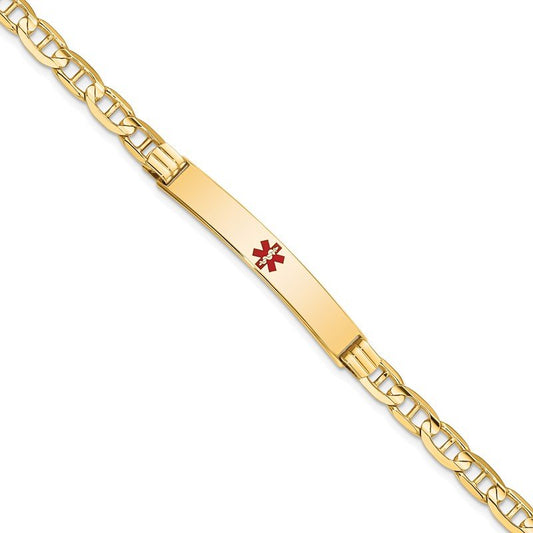 Quality Gold 14K Medical Red Enamel Anchor ID Bracelet XM570CR