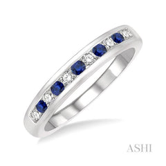 ASHI Channel Set Alternate Gemstone & Diamond Wedding Band 46497PPFGSPWG