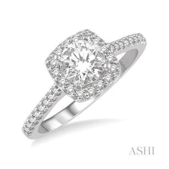 ASHI Round Shape Halo Diamond Engagement Ring 241G2PPFHWG-LE-RD