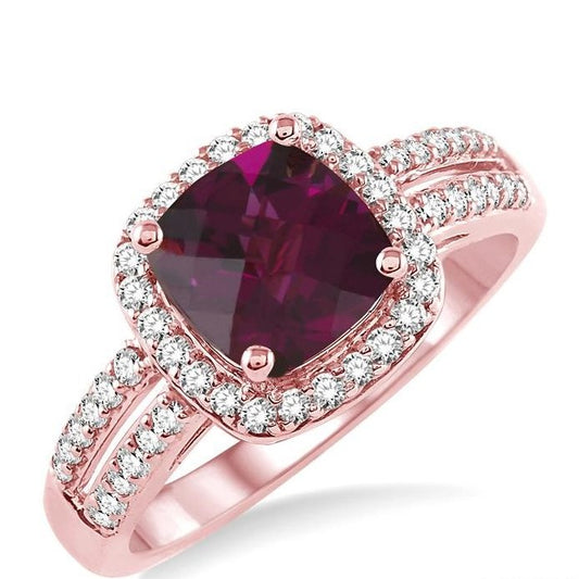 Parkplace Jewelers Cushion Shape Gemstone & Halo Diamond Ring 52315PPFNRHPG