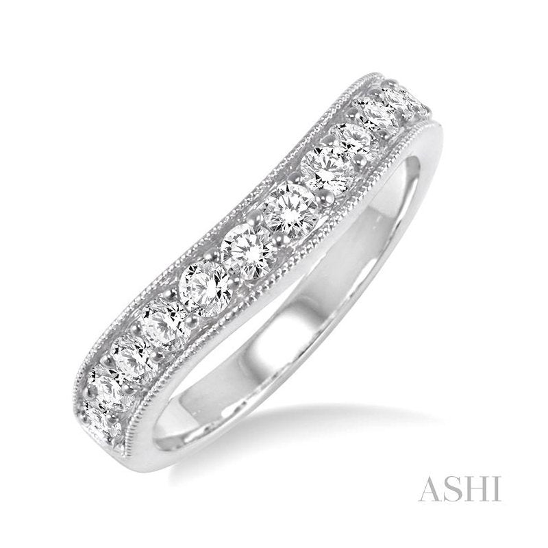 ASHI Curved Diamond Wedding Band 30366PPFGWG