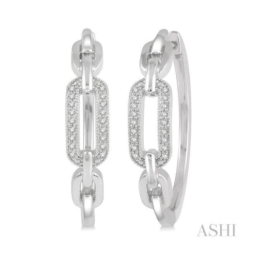 ASHI Silver Paper Clip Diamond Fashion Hoop Earrings 88868PPSSSLER