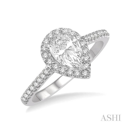 ASHI Pear Shape Halo Diamond Engagement Ring 243G4PPFHWG-LE