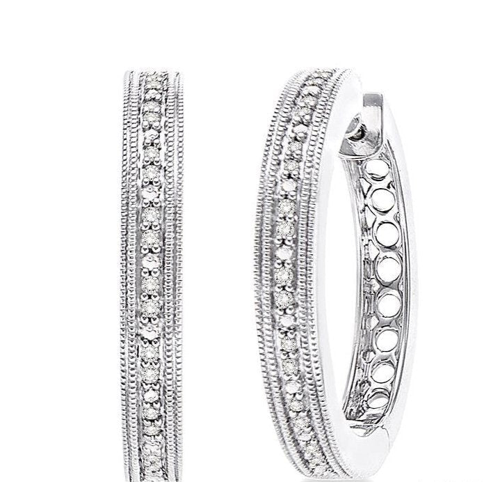 Parkplace Jewelers Silver Diamond Hoop Earrings 86248PPSSSLER