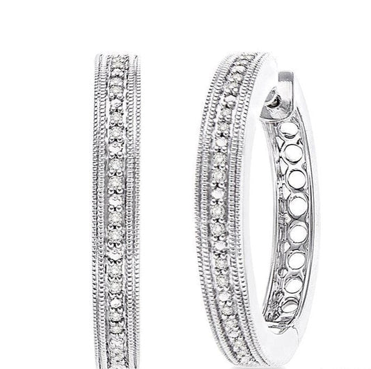 Parkplace Jewelers Silver Diamond Hoop Earrings 86248PPSSSLER