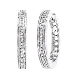 Parkplace Jewelers Silver Diamond Hoop Earrings 86248PPSSSLER
