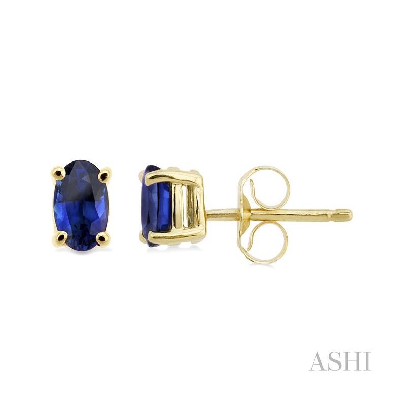 ASHI Oval Shape Gemstone Stud Earrings 57129PPF@ERSP