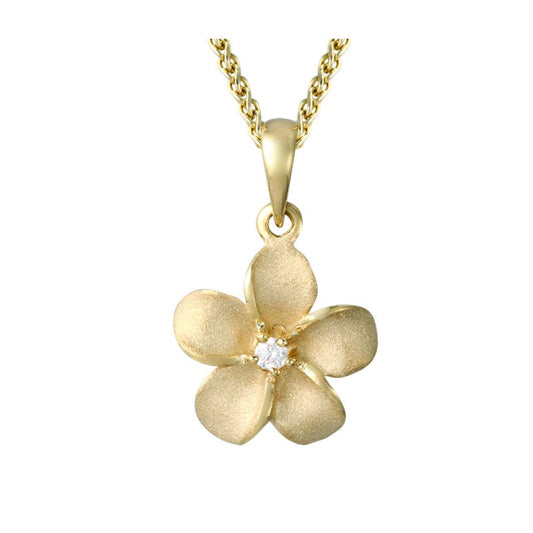 Denny Wong Designs Yellow Gold Plumeria Pendant FPP-11SD2