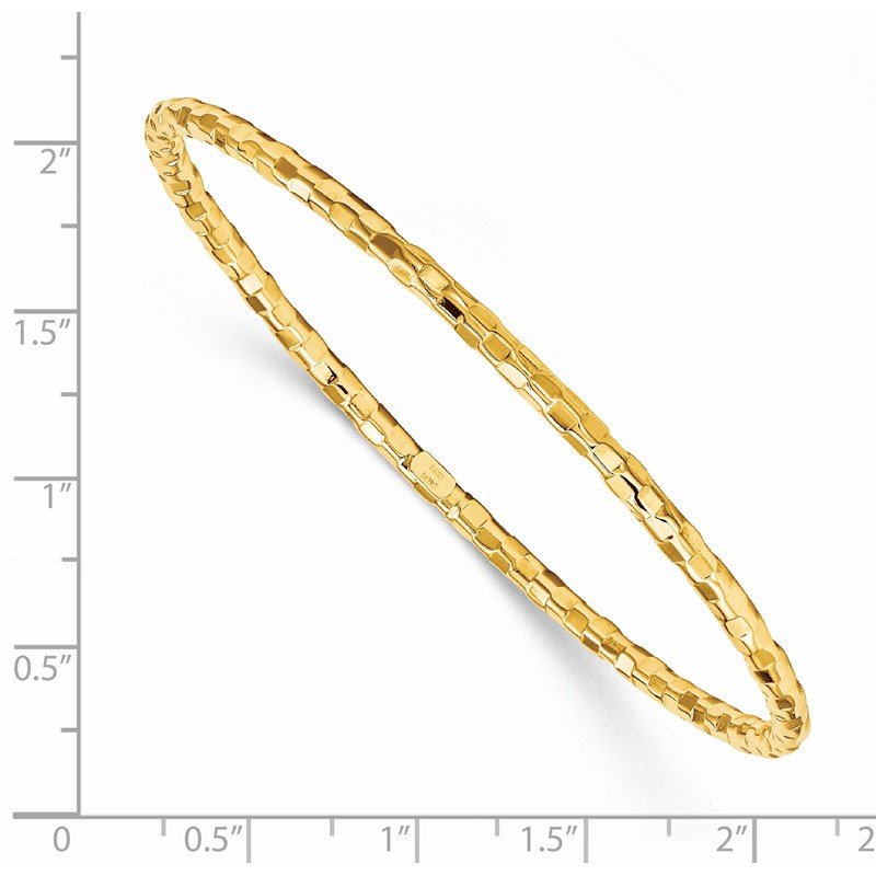 Quality Gold 14k Polished Textured Slip-on Bangle Bracelet DB585