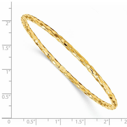 Quality Gold 14k Polished Textured Slip-on Bangle Bracelet DB585