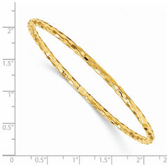 Quality Gold 14k Polished Textured Slip-on Bangle Bracelet DB585