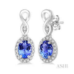 ASHI Oval Shape Gemstone & Halo Diamond Earrings 57098PPTSERTZWG