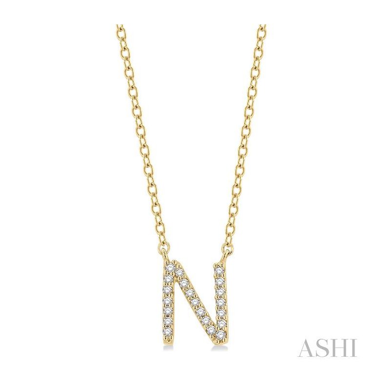ASHI Block 'N' Initial Diamond Pendant 912F9PPFSPDYG-N