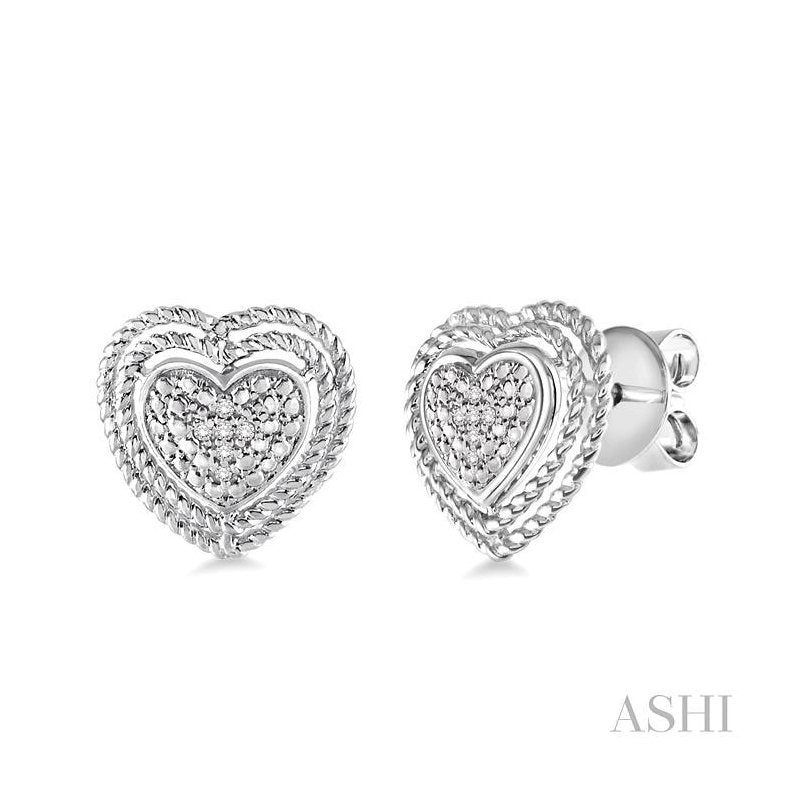 ASHI Silver Heart Shape Diamond Fashion Earrings 87059PPSSSLER