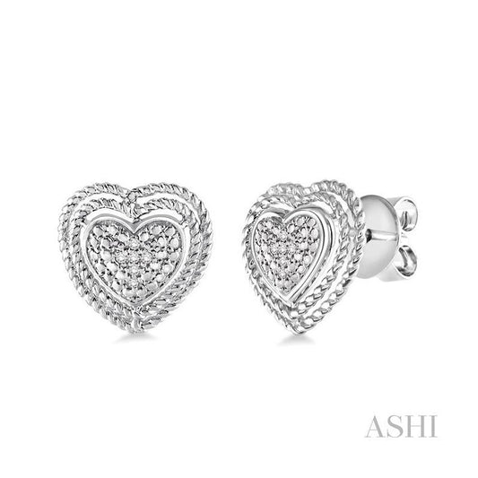 ASHI Silver Heart Shape Diamond Fashion Earrings 87059PPSSSLER