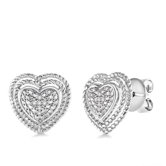 Parkplace Jewelers Silver Heart Shape Diamond Fashion Earrings 87059PPSSSLER