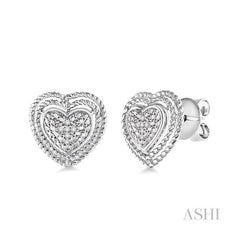 ASHI Silver Heart Shape Diamond Fashion Earrings 87059PPSSSLER