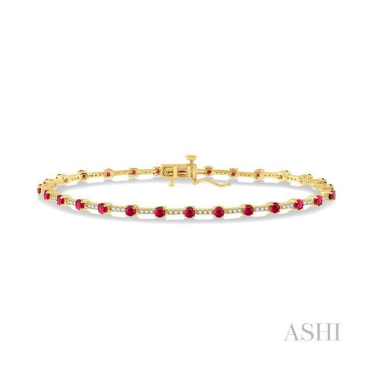 ASHI Gemstone & Diamond Bracelet 7623HPPTSRBYG