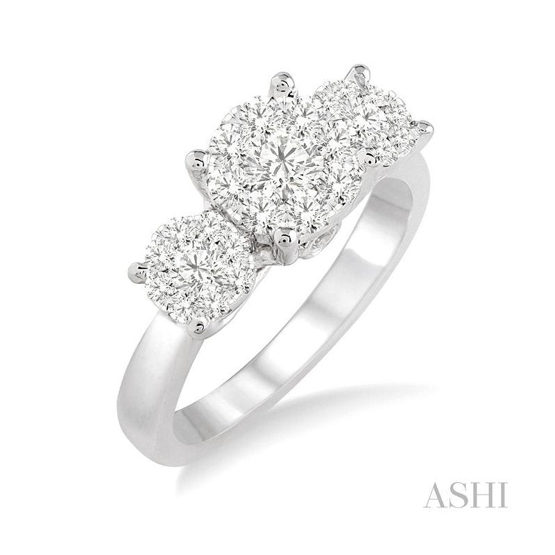 ASHI Round Shape Past Present & Future Lovebright Essential Diamond Engagement Ring 36921PPFVWG