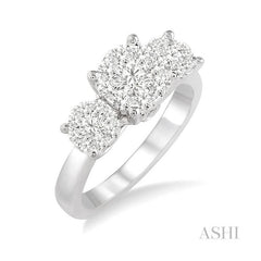 ASHI Round Shape Past Present & Future Lovebright Essential Diamond Engagement Ring 36921PPFVWG