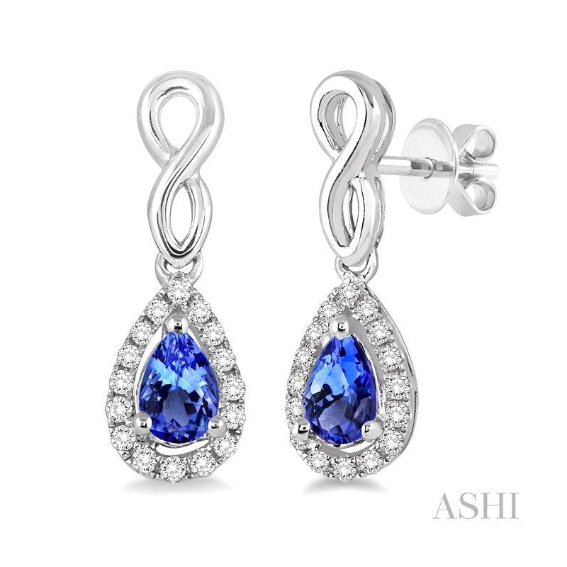 ASHI Pear Shape Gemstone & Halo Diamond Earrings 57058PPTSERTZWG