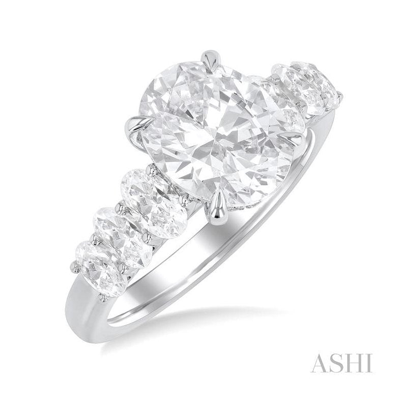 ASHI Oval Shape Semi-Mount Diamond Engagement Ring 192BCPPFHWG-SM-OV3