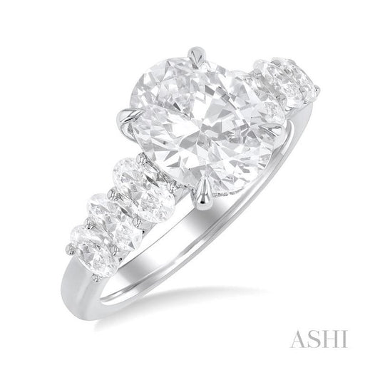ASHI Oval Shape Semi-Mount Diamond Engagement Ring 192BCPPFHWG-SM-OV3