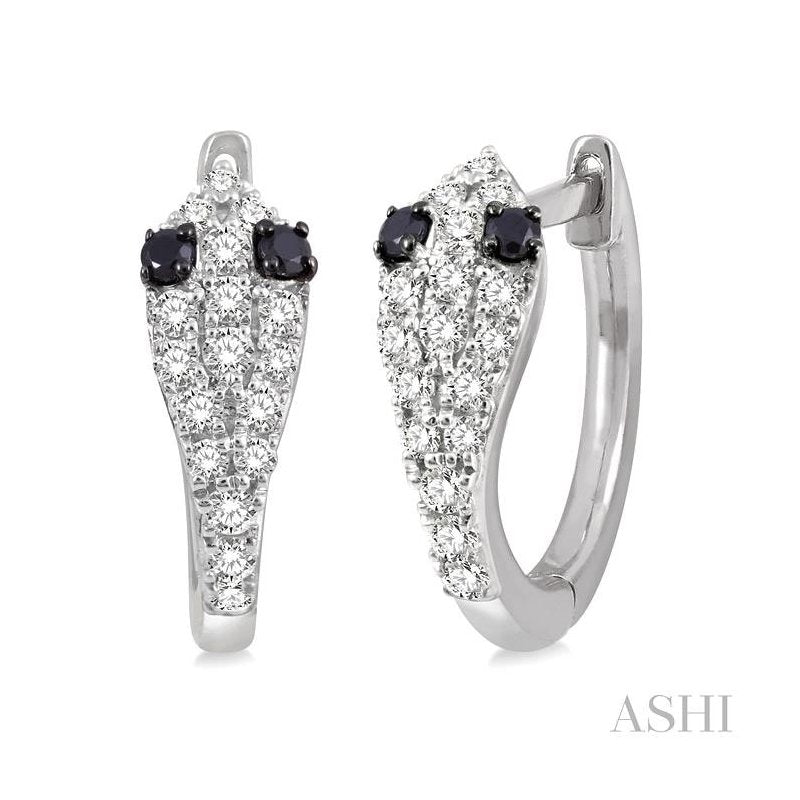ASHI Snake Petite Black Diamond Huggie Fashion Earrings 674V6PPTSERWG