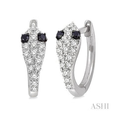 ASHI Snake Petite Black Diamond Huggie Fashion Earrings 674V6PPTSERWG