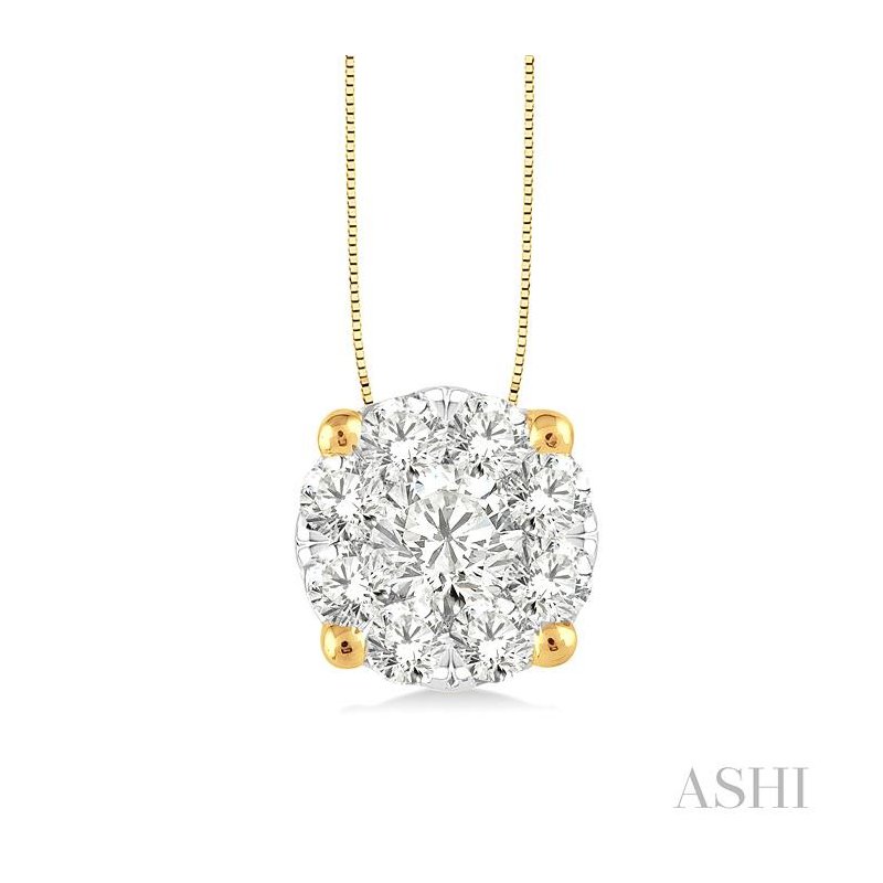 ASHI Round Shape Lovebright Essential Diamond Solitaire Pendant 91752PPFGPDYW