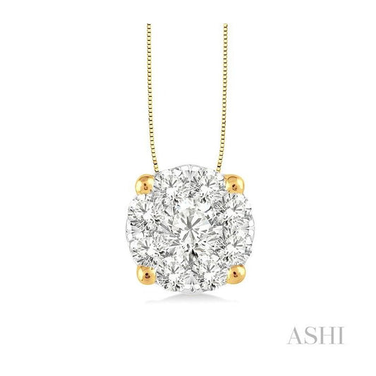 ASHI Round Shape Lovebright Essential Diamond Solitaire Pendant 91752PPFGPDYW