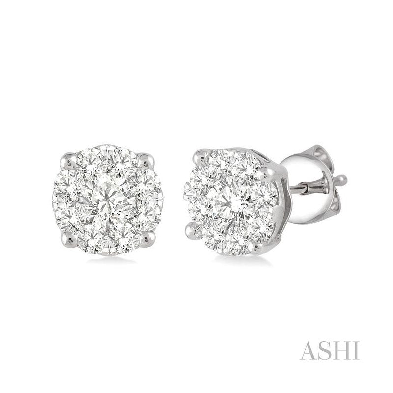 ASHI Round Shape Lovebright Essential Diamond Stud Earrings 91751PPFVERWG