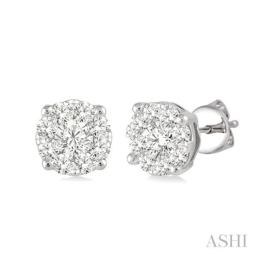 ASHI Round Shape Lovebright Essential Diamond Stud Earrings 91751PPFVERWG