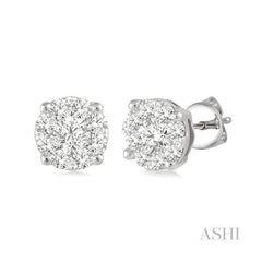 ASHI Round Shape Lovebright Essential Diamond Stud Earrings 91751PPFVERWG