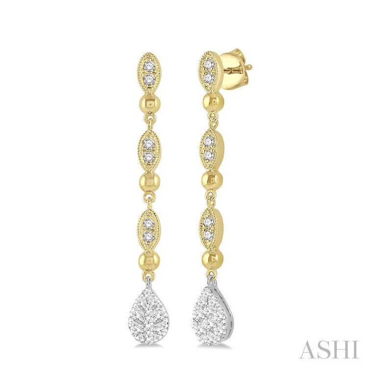 ASHI Pear Shape Lovebright Diamond Long Earrings 922B3PPFGERYW