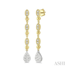 ASHI Pear Shape Lovebright Diamond Long Earrings 922B3PPFGERYW