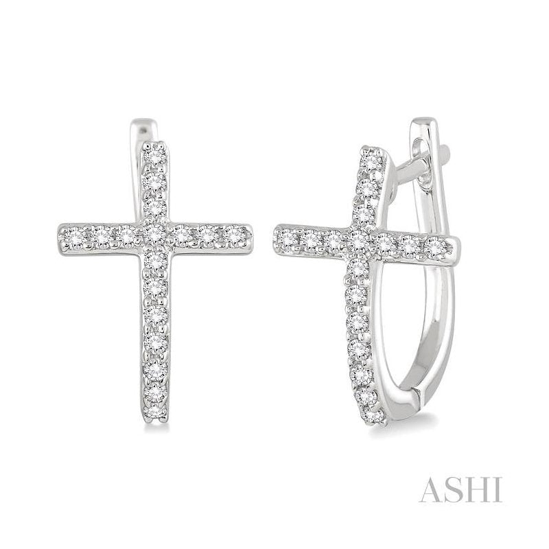 ASHI Cross Diamond Earrings 64956PPFXERWG