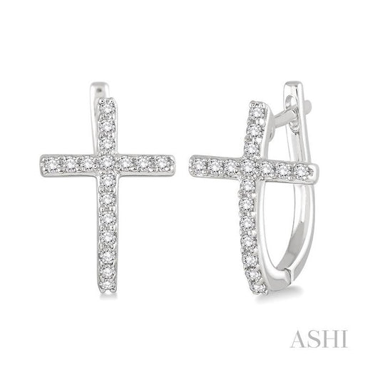 ASHI Cross Diamond Earrings 64956PPFXERWG