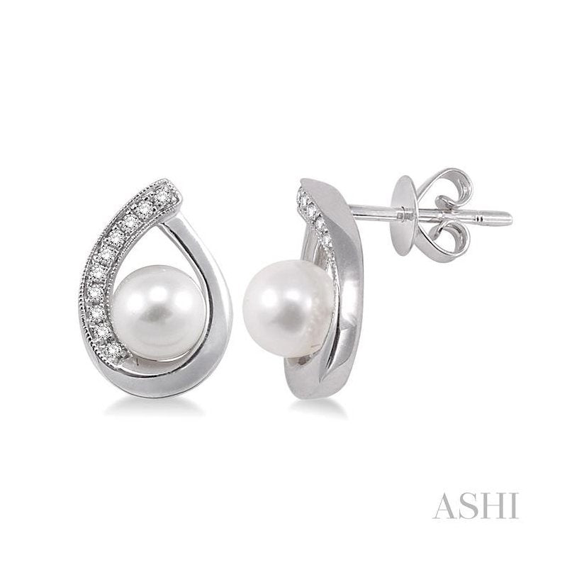 ASHI Pearl & Diamond Fashion Earrings 56668PPTXERWG
