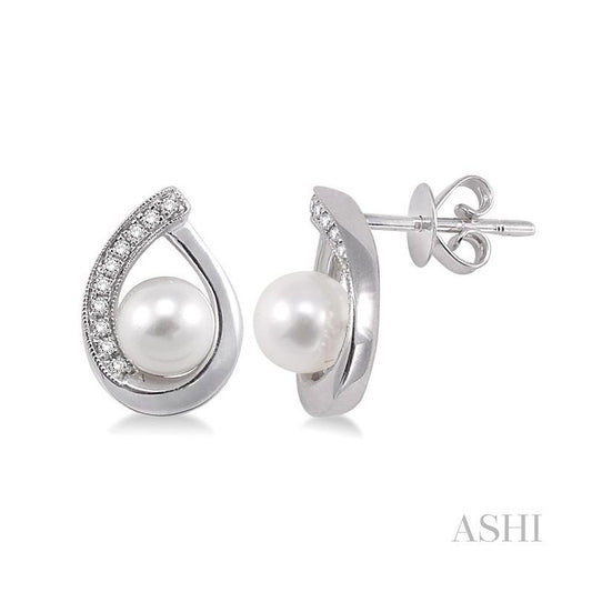ASHI Pearl & Diamond Fashion Earrings 56668PPTXERWG