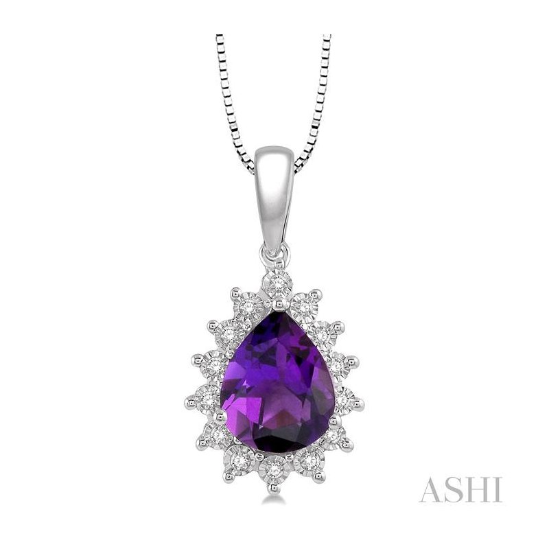 ASHI Pear Shape Gemstone & Halo Diamond Pendant 60008PPTSPDAMWG