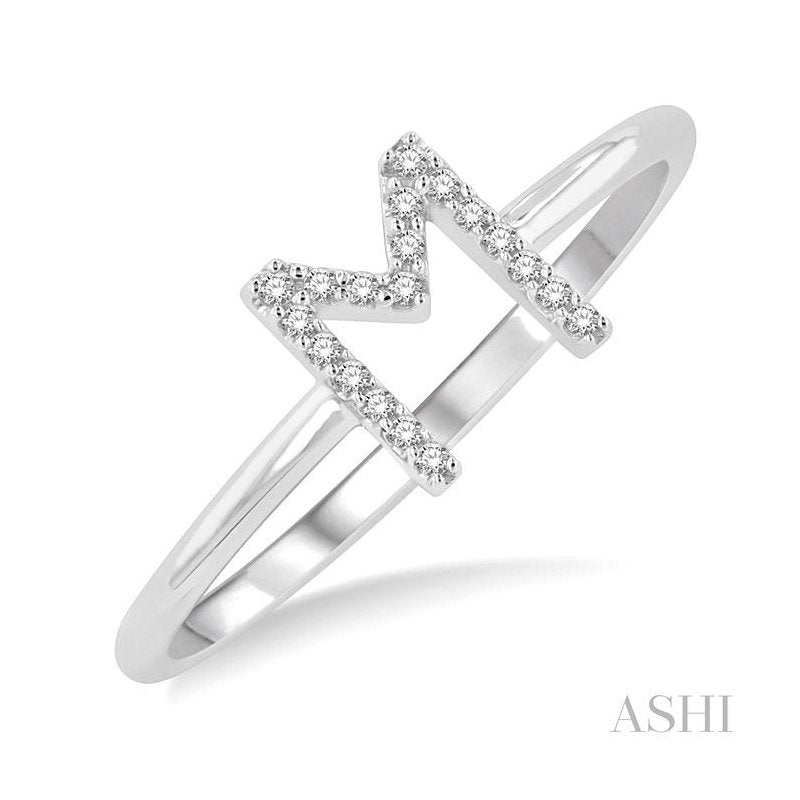 ASHI Block 'M' Initial Diamond Ring 365D9PPTSWG-M