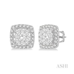 ASHI Cushion Shape Halo Lovebright Essential Diamond Earrings 916B1PPFVERWG