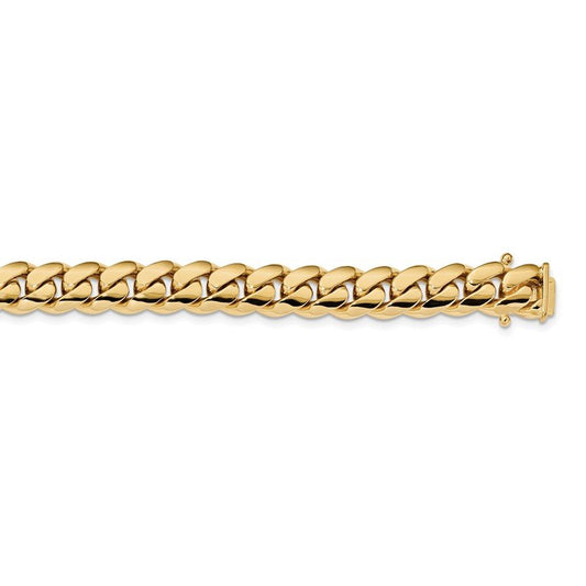 Quality Gold 14K 8.25 inch 10.7mm Hand Polished Miami Cuban Link with Box Catch Clasp Bracelet LK588