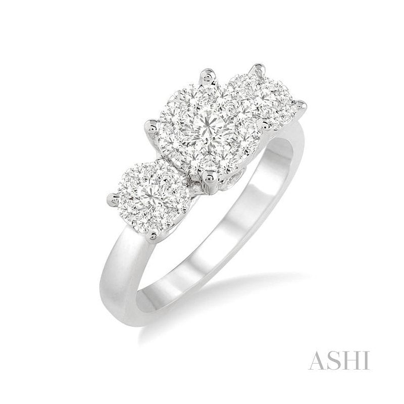 ASHI Round Shape Past Present & Future Lovebright Essential Diamond Engagement Ring 36922PPFGWG