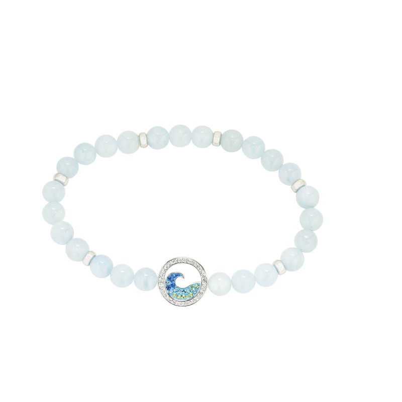 Ocean aquamarine wave stretch bracelet