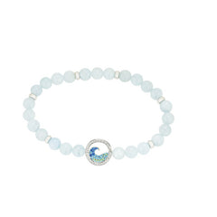 Ocean aquamarine wave stretch bracelet