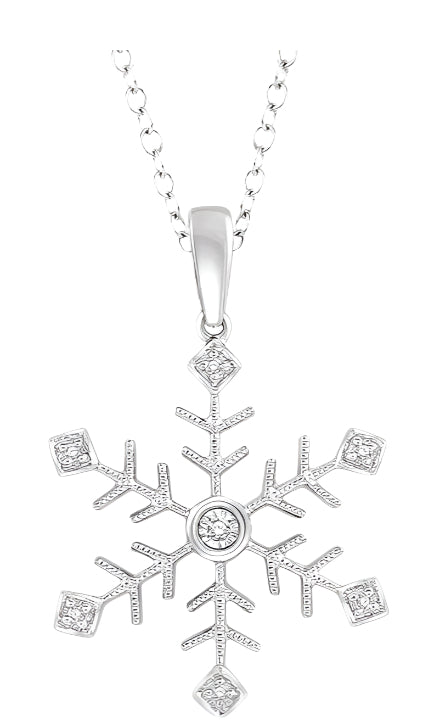 Parkplace Jewelers Silver Snow Flake Diamond Fashion Pendant 84079PPSSSLPD